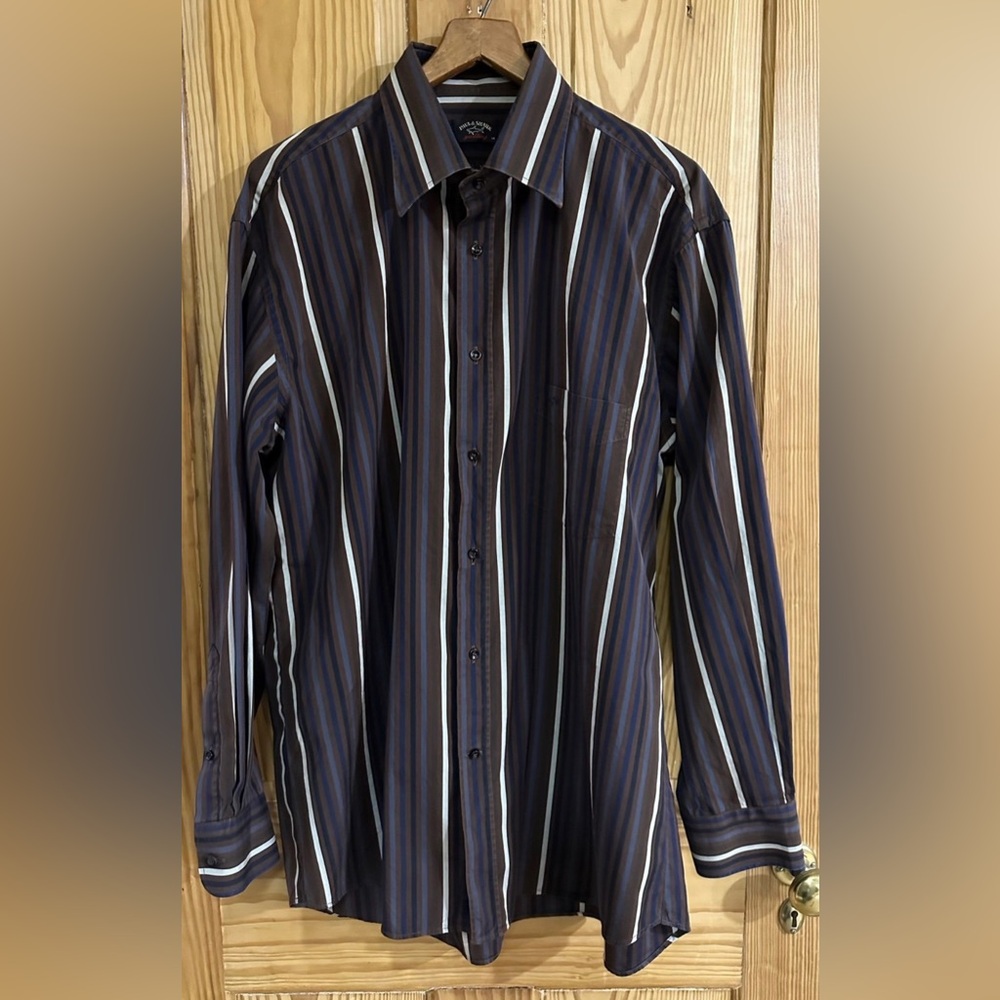 Paul & Shark  Habana Yacht Club Striped Button Down Shirt Size 44 XL